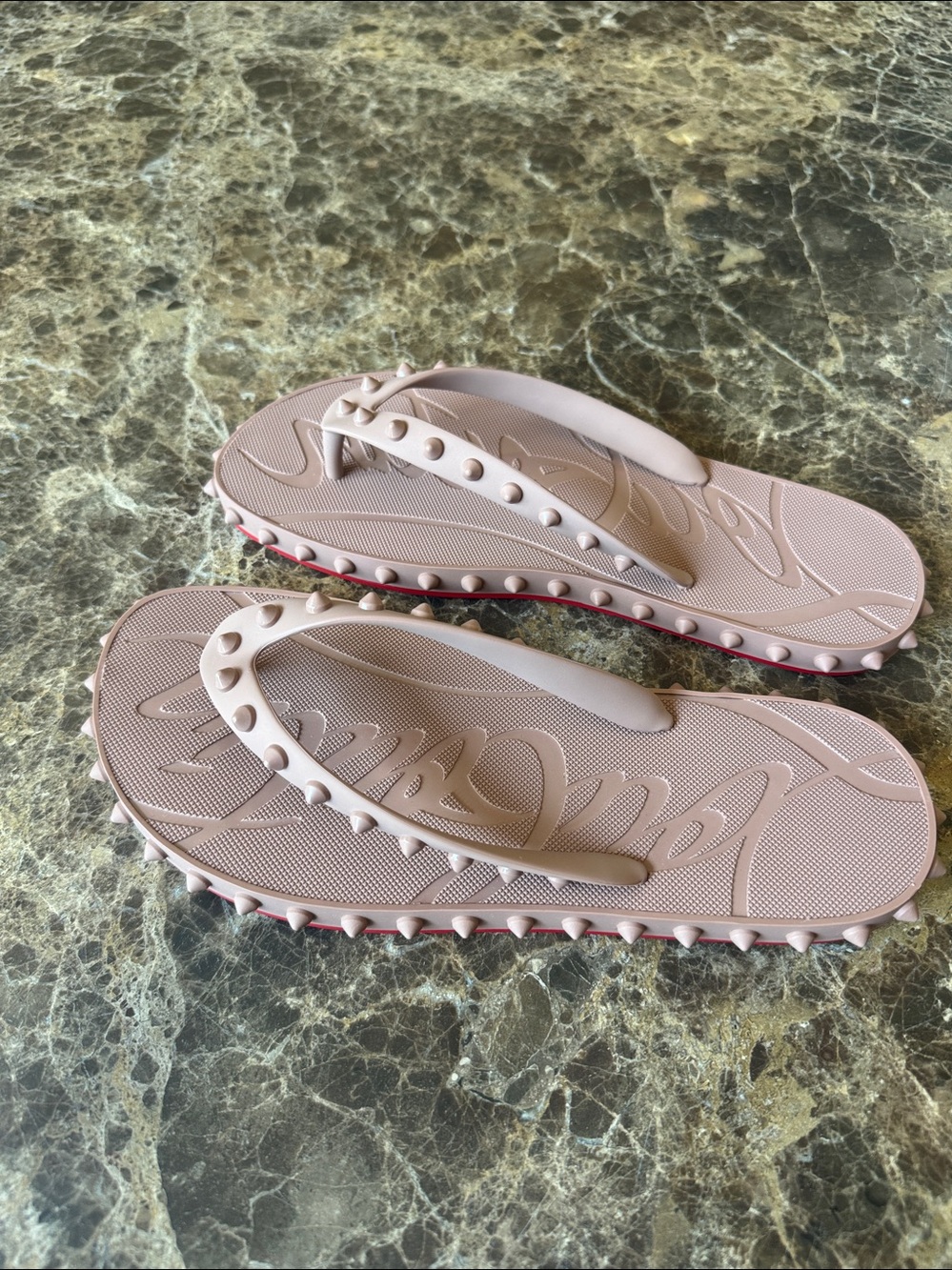 Christian Louboutin super loubi flip flop rubber spike sandals flats sz 39 - Picture 3 of 9